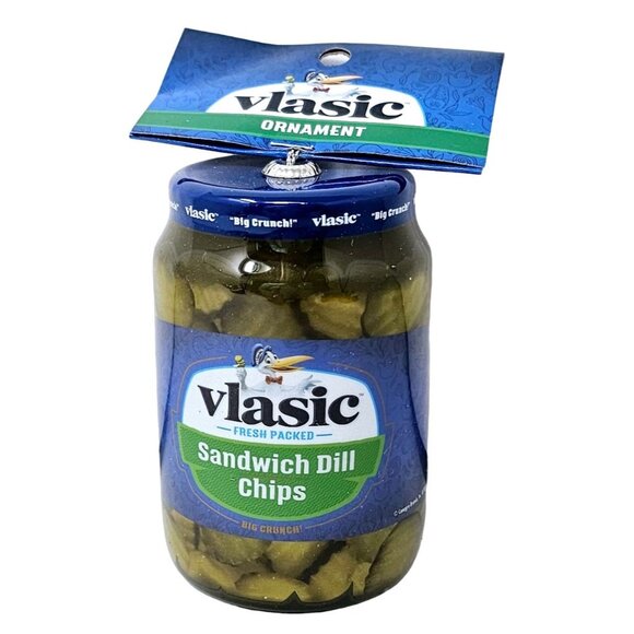 vlasic Sandwich Dill Chips Pickles Jar Collectible Christmas Ornament by Ruz - Picture 2 of 6